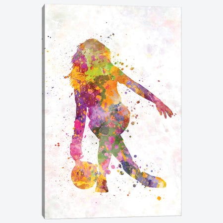Bowling Female Silhouette Canvas Print #PUR110} by Paul Rommer Canvas Wall Art