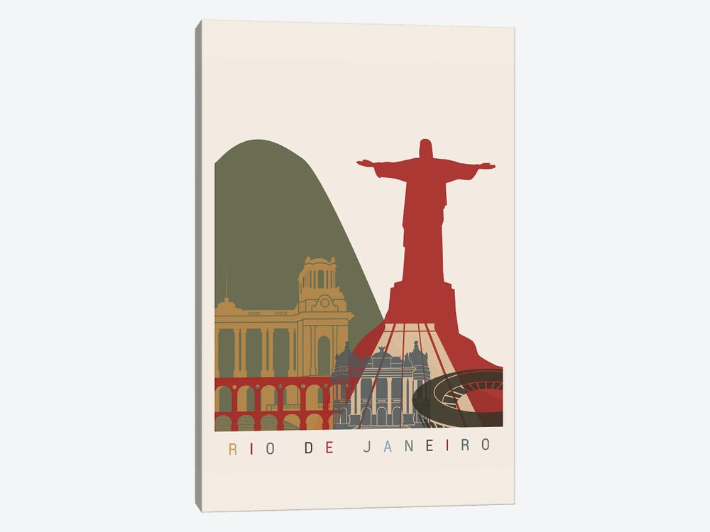 Rio De Janeiro Skyline Poster by Paul Rommer 1-piece Canvas Art