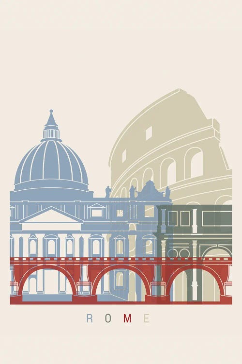 Rome Skyline Poster by Paul Rommer wall art