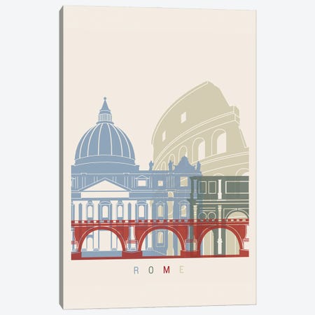 Rome Skyline Poster Canvas Print #PUR1114} by Paul Rommer Canvas Print