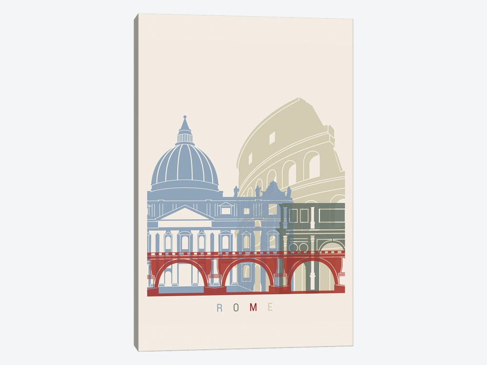Rome Skyline Poster by Paul Rommer 1-piece Canvas Artwork