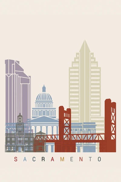 Sacramento Skyline Poster by Paul Rommer art print