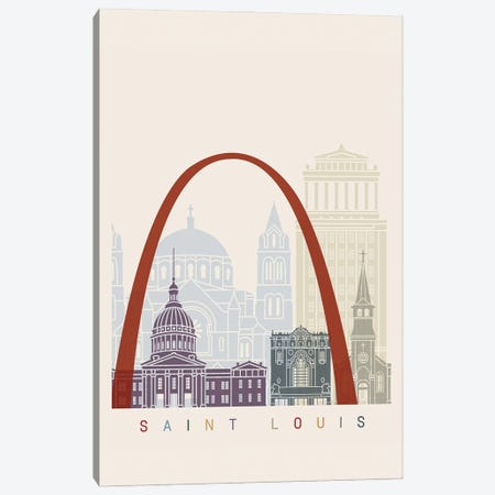 Saint Louis Skyline Poster Canvas Print #PUR1117} by Paul Rommer Canvas Art Print