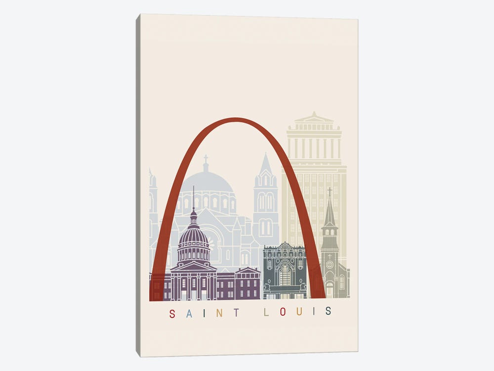 Saint Louis Skyline Poster by Paul Rommer 1-piece Canvas Art Print