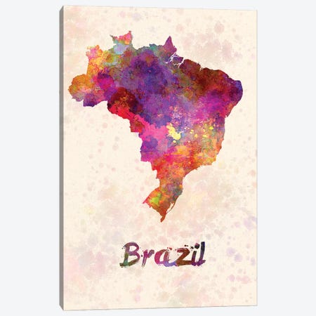 Brazil In Watercolor Canvas Print #PUR111} by Paul Rommer Canvas Wall Art