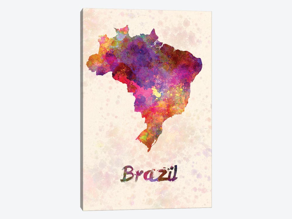 Brazil In Watercolor by Paul Rommer 1-piece Canvas Art