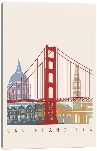San Francisco Skyline Poster Canvas Art Print - San Francisco Skylines