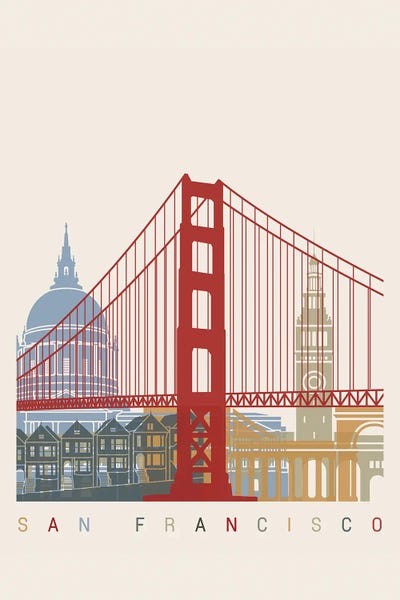 San Francisco Skylines: San Francisco Skyline Poster by Paul Rommer