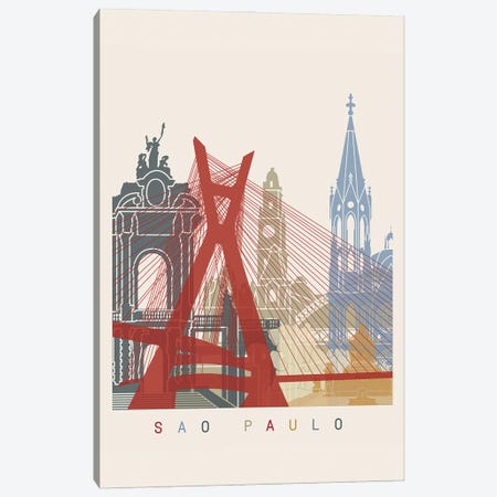 Sao Paulo Skyline Poster Canvas Print #PUR1123} by Paul Rommer Canvas Art Print