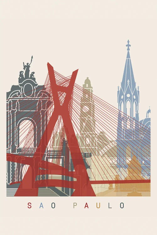 Sao Paulo Skyline Poster by Paul Rommer wall art