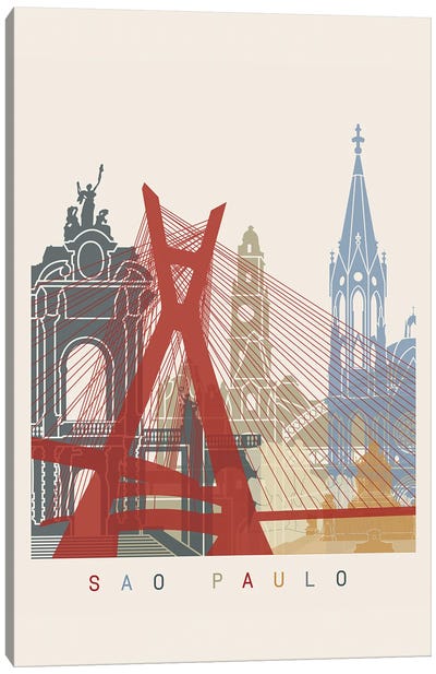 Sao Paulo Skyline Poster Canvas Art Print - South America Art