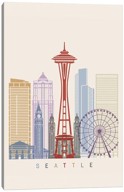 Seattle Skyline Poster Canvas Art Print - Space Needle