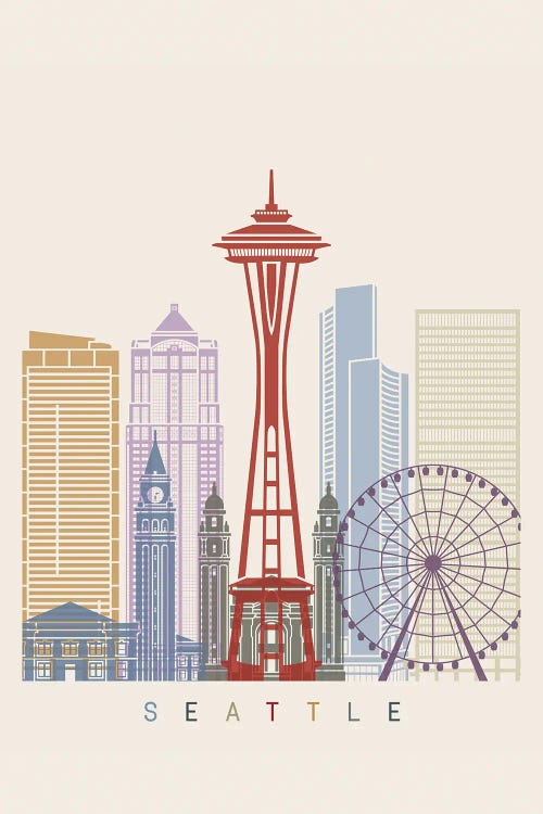 Seattle Skyline Poster by Paul Rommer wall art