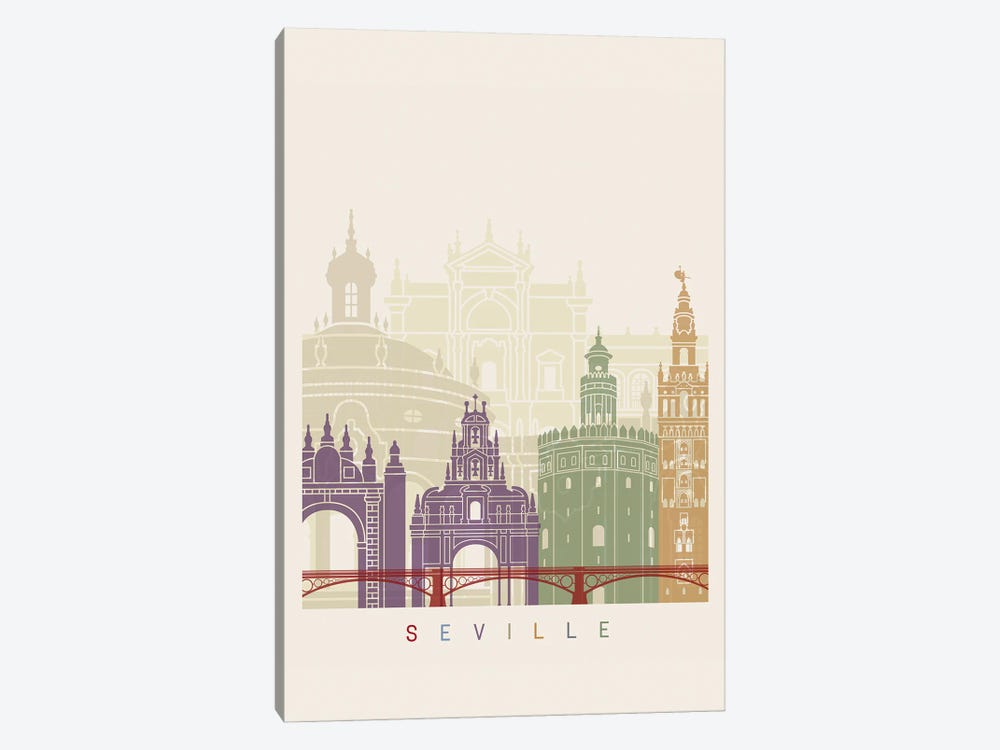 Seville II Skyline Poster by Paul Rommer 1-piece Art Print