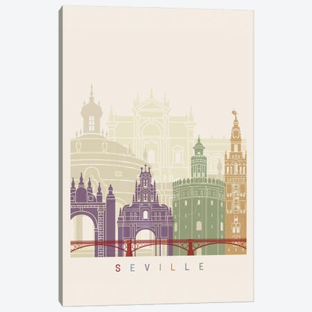 Seville II Skyline Poster Canvas Print #PUR1126} by Paul Rommer Canvas Artwork