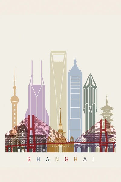 China: Shanghai II Skyline Poster by Paul Rommer