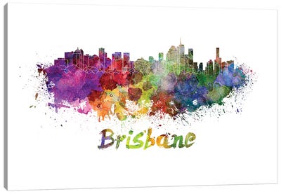 Brisbane Skyline In Watercolor Canvas Art Print