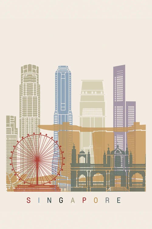 Singapore Skyline Poster II by Paul Rommer wall art