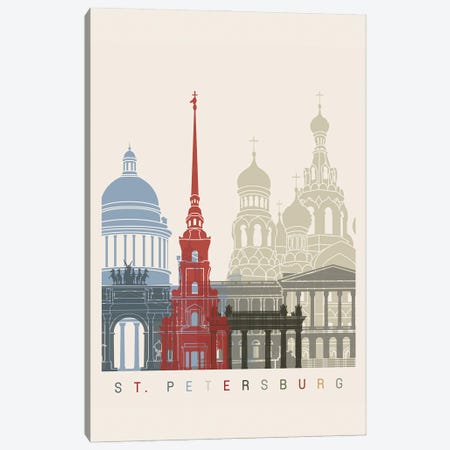 St Petersburg Skyline Poster Canvas Print #PUR1132} by Paul Rommer Canvas Art