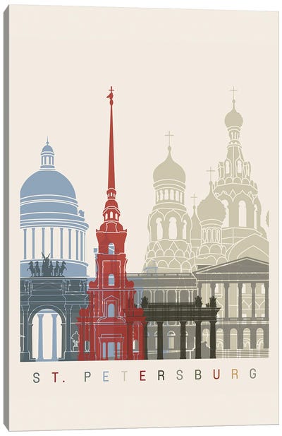 St Petersburg Skyline Poster Canvas Art Print - Russia Art