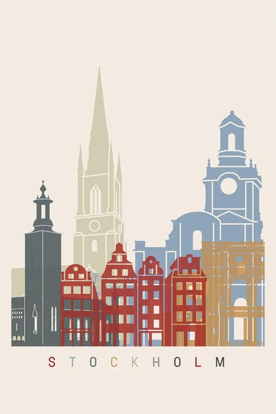 Sweden: Stockholm Skyline Poster by Paul Rommer