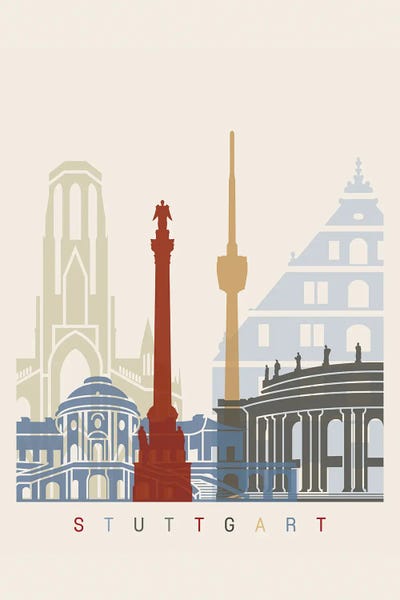 Baden-Wurttemberg: Stuttgart Skyline Poster by Paul Rommer