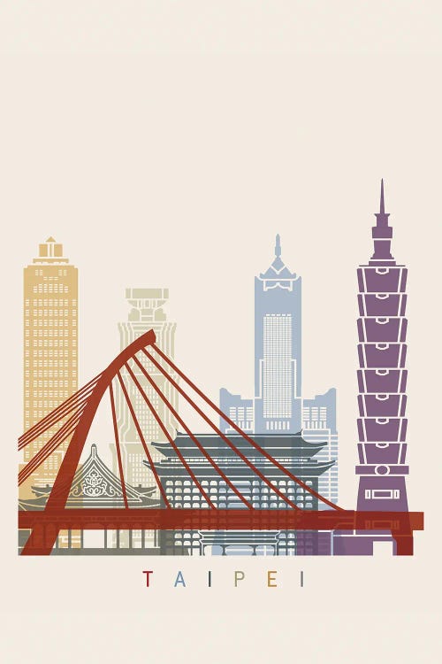 Taipei Skyline Poster by Paul Rommer wall art