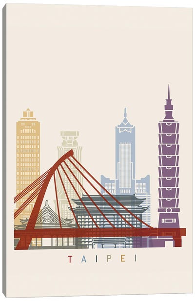 Taipei Skyline Poster Canvas Art Print - Paul Rommer