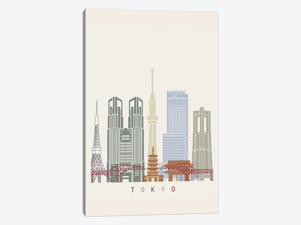 Tokyo II Skyline Poster by Paul Rommer 1-piece Canvas Art Print
