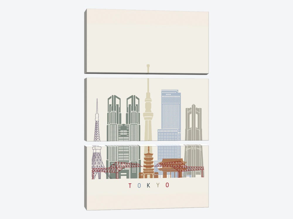Tokyo II Skyline Poster by Paul Rommer 3-piece Art Print