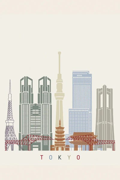 Paul Rommer: Tokyo II Skyline Poster by Paul Rommer