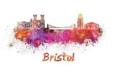 Bristol Skyline In Watercolor by Paul Rommer framed wall art