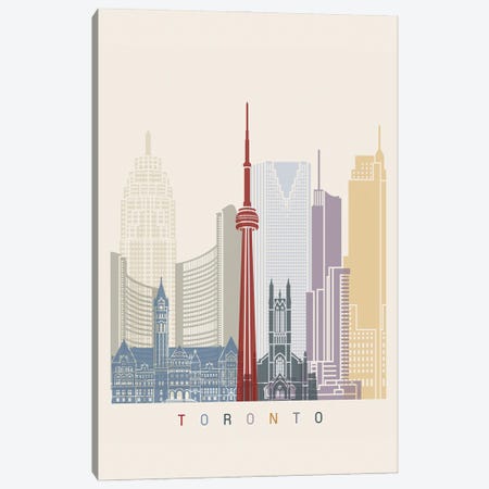 Toronto Skyline Poster Canvas Print #PUR1141} by Paul Rommer Art Print
