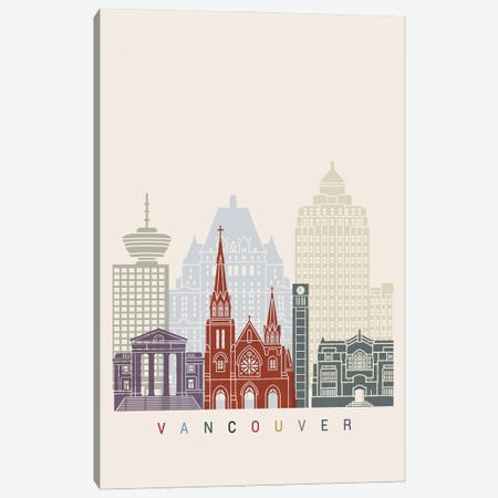Vancouver II Skyline Poster Canvas Print #PUR1143} by Paul Rommer Canvas Art Print