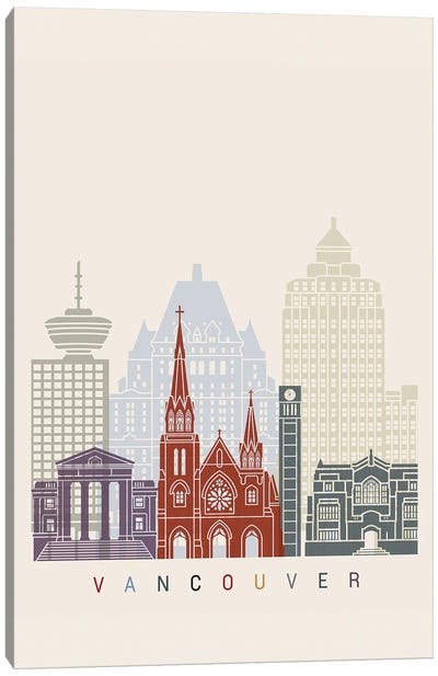 Vancouver II Skyline Poster Canvas Art Print