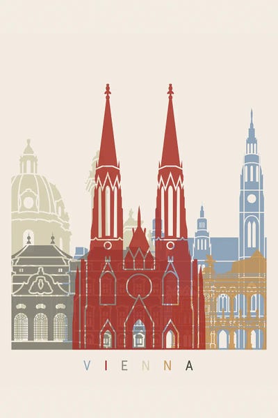 Vienna Skyline Poster by Paul Rommer art print