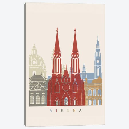 Vienna Skyline Poster Canvas Print #PUR1146} by Paul Rommer Canvas Wall Art