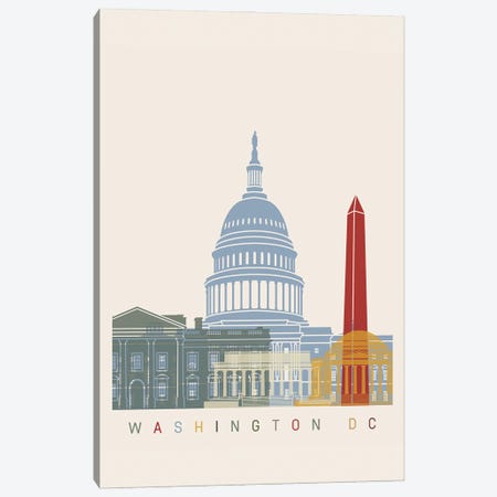 Washington Dc Skyline Poster Canvas Print #PUR1148} by Paul Rommer Canvas Art Print