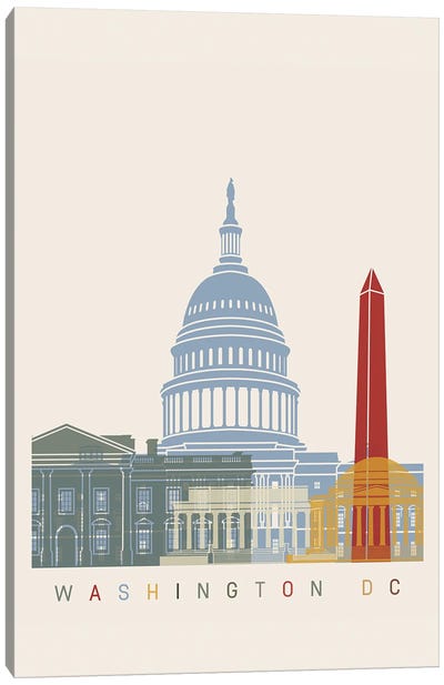 Washington Dc Skyline Poster Canvas Art Print - Washington D.C. Art