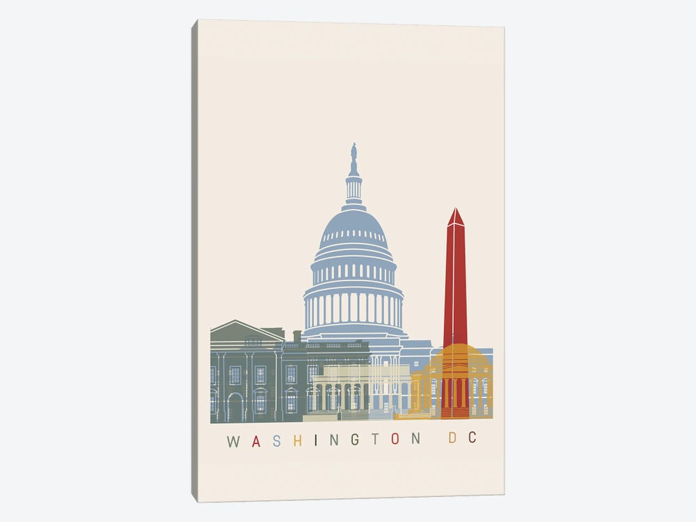 Washington Dc Skyline Poster by Paul Rommer 1-piece Canvas Art Print