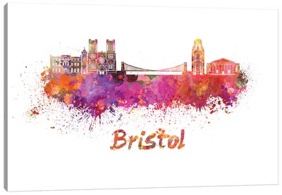 Bristol Skyline In Watercolor Canvas Art Print