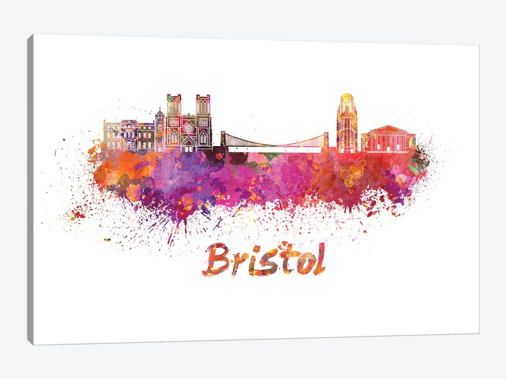 Bristol Skyline In Watercolor by Paul Rommer 1-piece Art Print