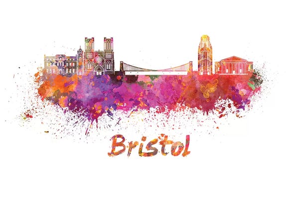 Bristol: Bristol Skyline In Watercolor by Paul Rommer