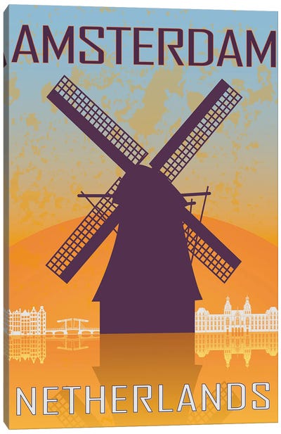 Amsterdam Vintage Poster Canvas Art Print - Amsterdam Travel Posters