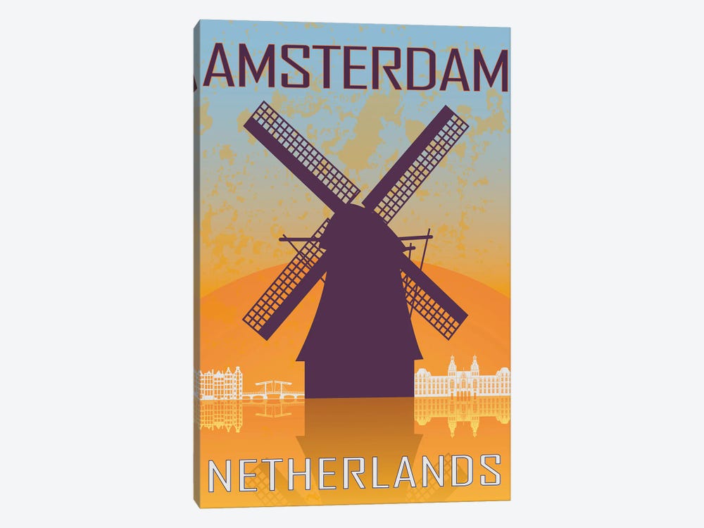 Amsterdam Vintage Poster by Paul Rommer 1-piece Canvas Art