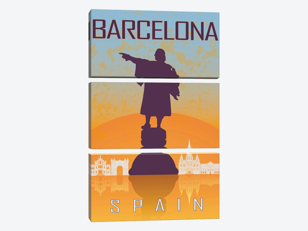 Barcelona Vintage Poster by Paul Rommer 3-piece Art Print