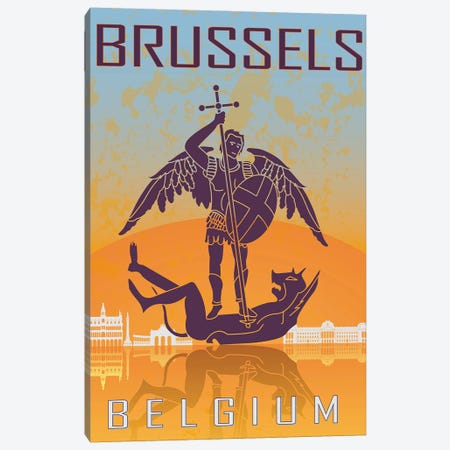 Brussels Vintage Poster Canvas Print #PUR1156} by Paul Rommer Art Print