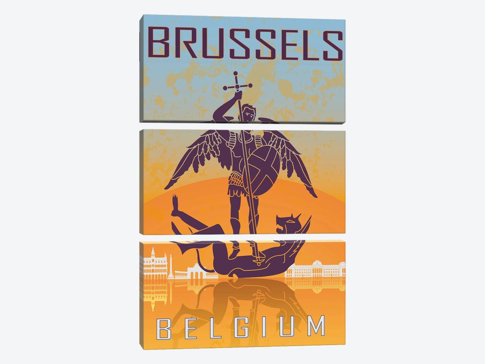 Brussels Vintage Poster by Paul Rommer 3-piece Canvas Art