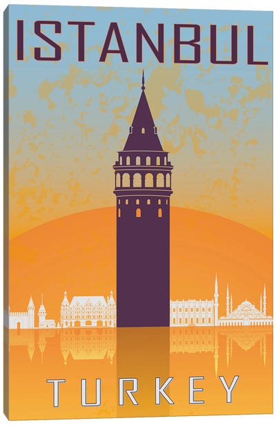 Istanbul Vintage Poster Canvas Art Print - Istanbul Art