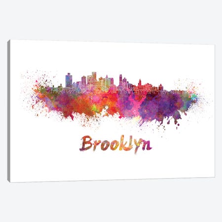 Brooklyn Skyline In Watercolor Canvas Print #PUR115} by Paul Rommer Canvas Art Print